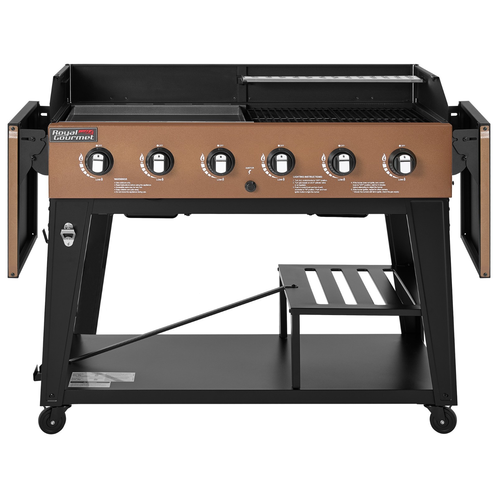 Royal Gourmet 6-Burner Gas Grill and Griddle Combo, 78,000 BTU Output, Yellow