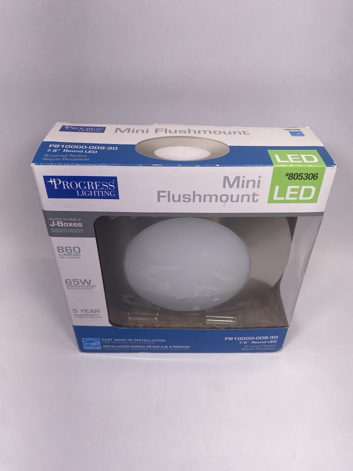 Progress Lighting 7.5-in Brushed Nickel Transitional LED Flush Mount Light
