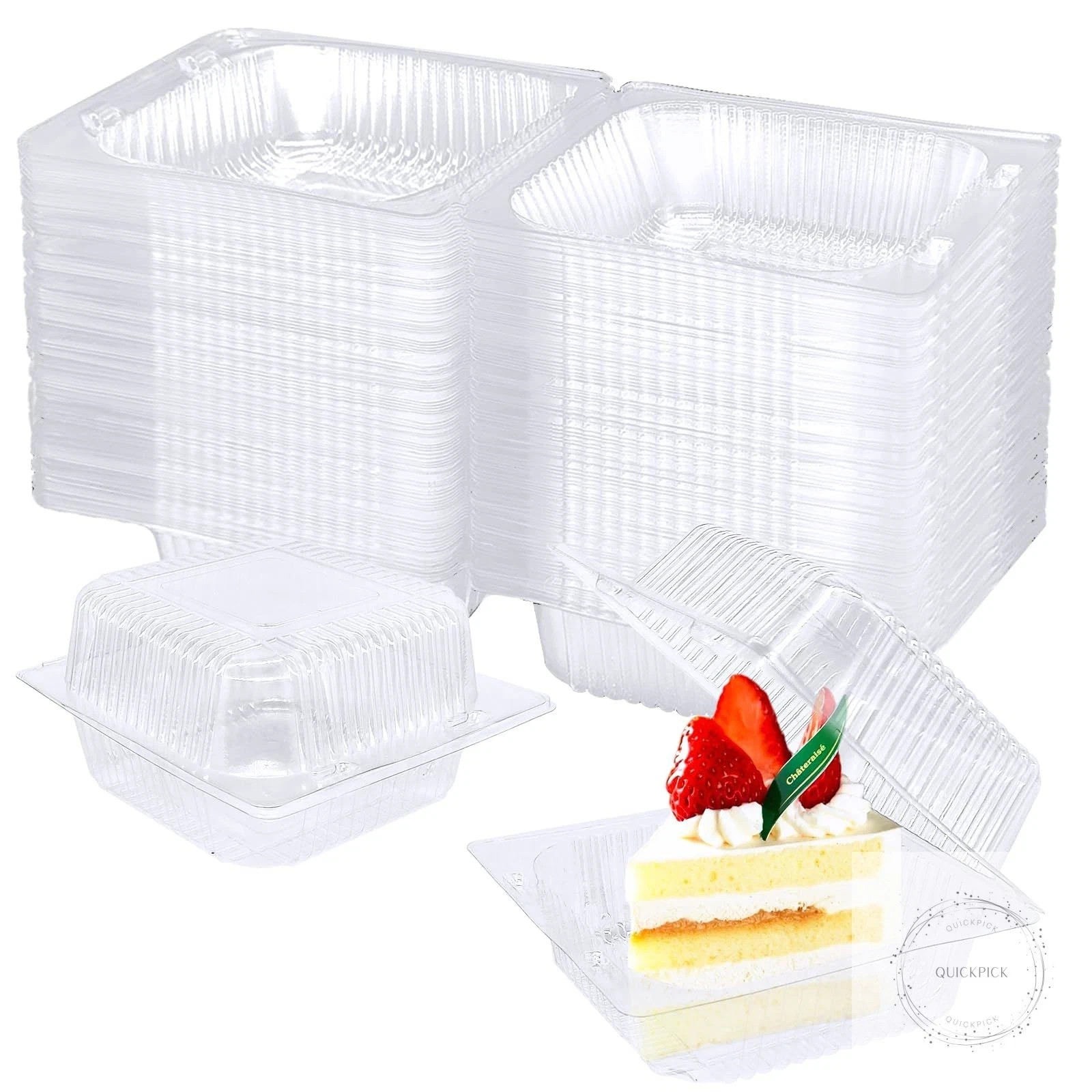 100 Pack Clear Plastic Square Hinged Food Clamshell Container,Disposable To Go