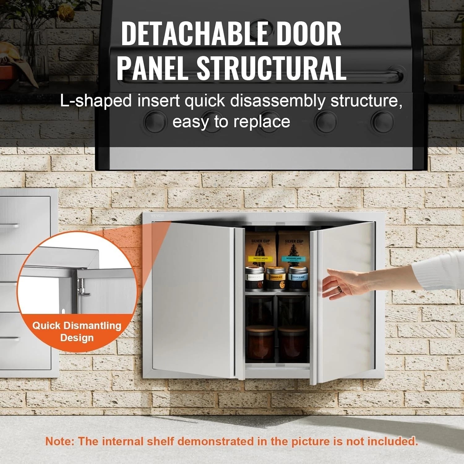 Reversible Outdoor Kitchen BBQ Access Door – 30.5W x 21H Inch Stainless Steel