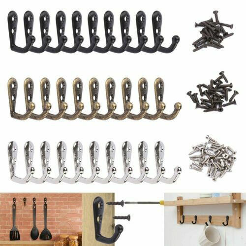 10/30Pcs Hanging Metal Single Hook Clothes Hat Coat Robe Wall Door Hangers Hooks