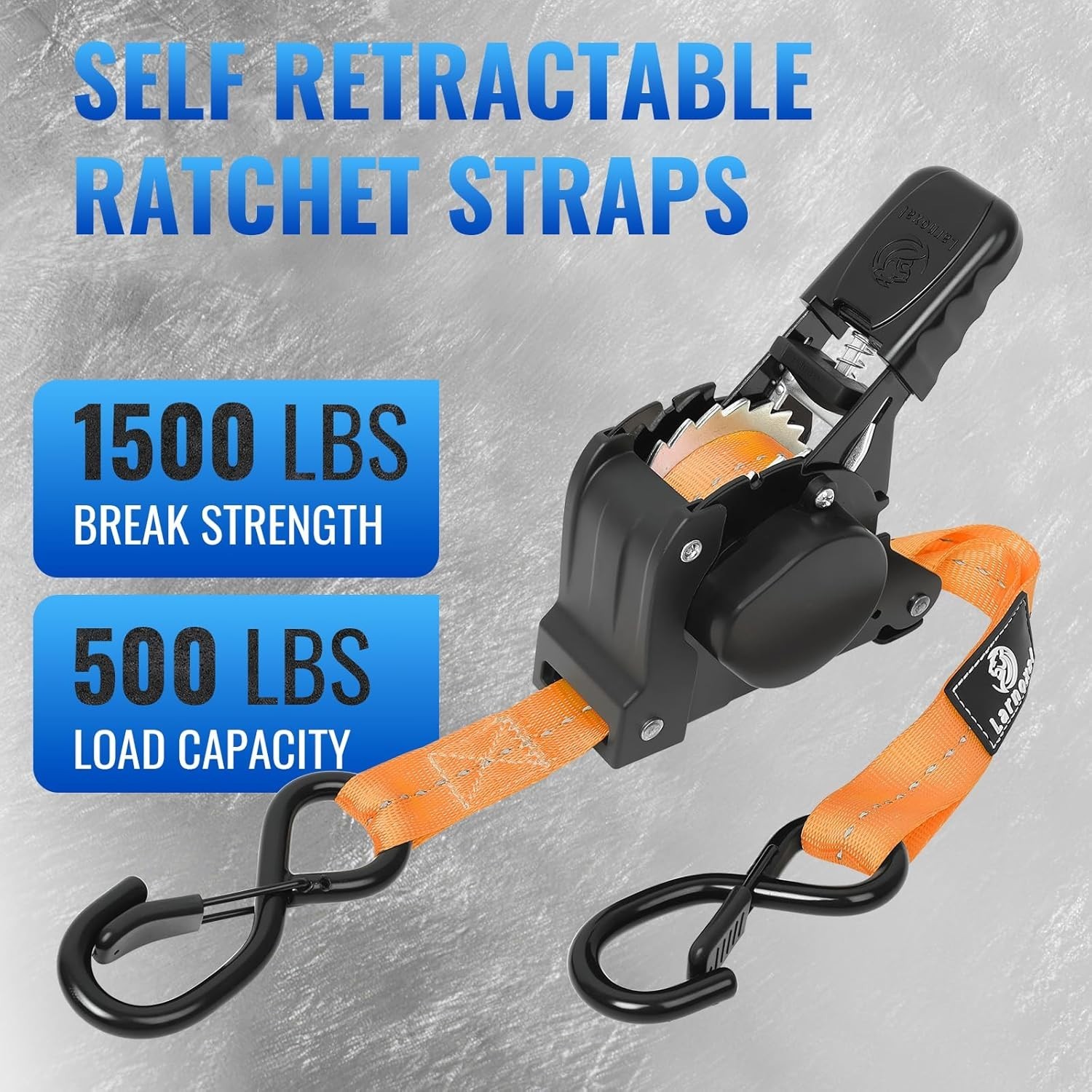 Retractable Ratchet Straps 4 Pack – 1,500 Lbs Break Strength 1 in x 10 Ft Hea…