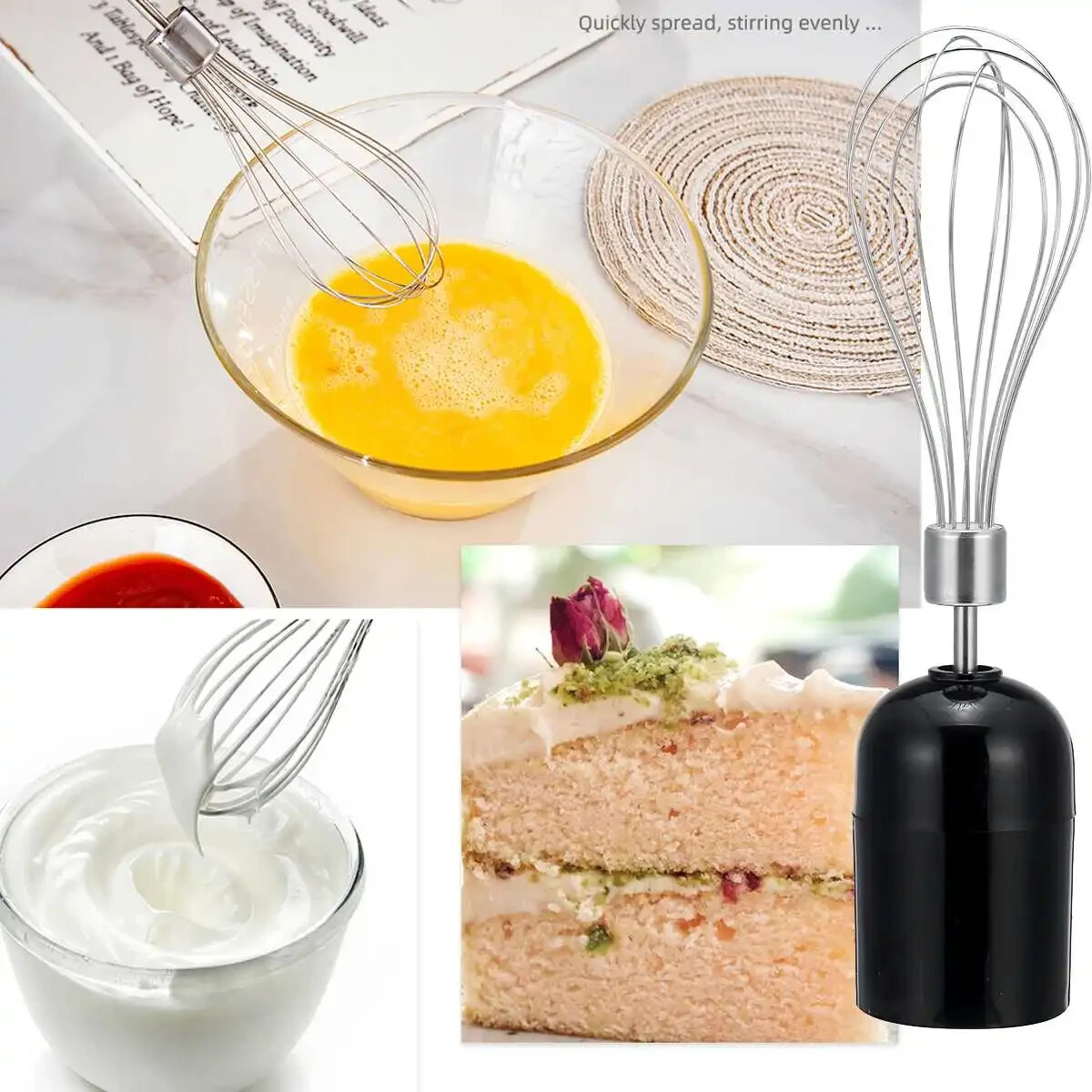 1000W 5 Speed 5 In 1 Immersion Electric Hand Blender Stick Chopper Mixer Juicer