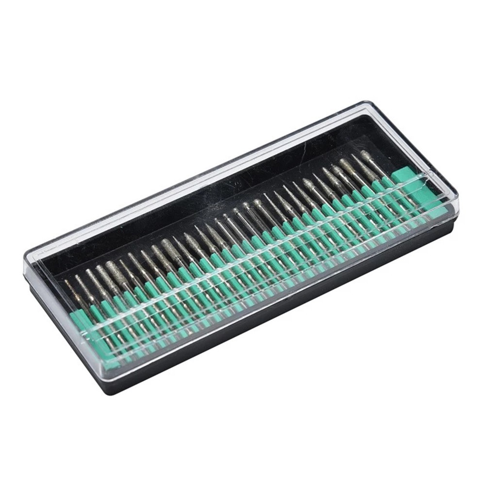 30pcs 2.35mm Shank Diamond Burs Set With Box For Electric Grinder Power Tools