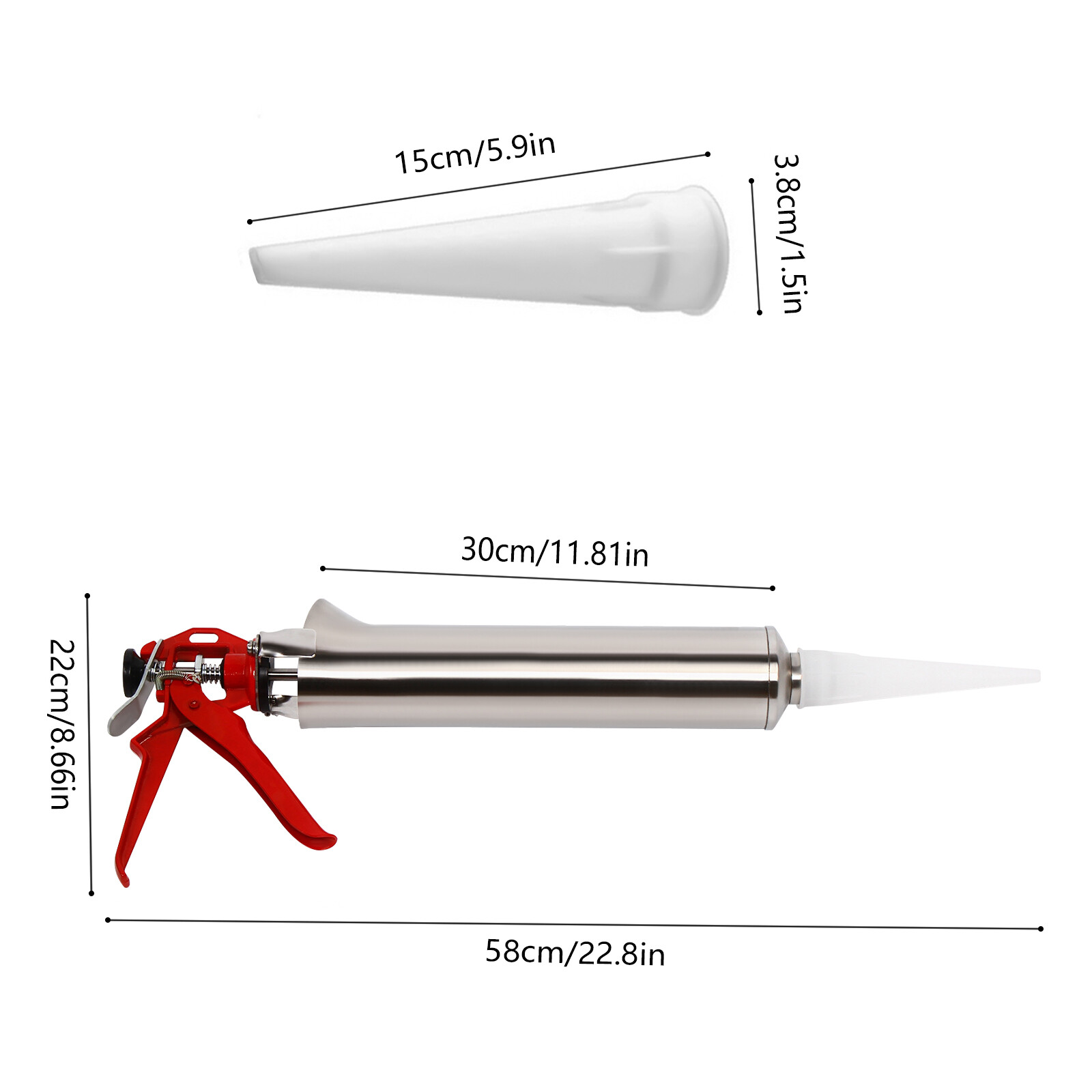 Mortar Grouting Gun Brick Pointing Tile Cement Applicator Tool 2 Nozzles Kit NEW