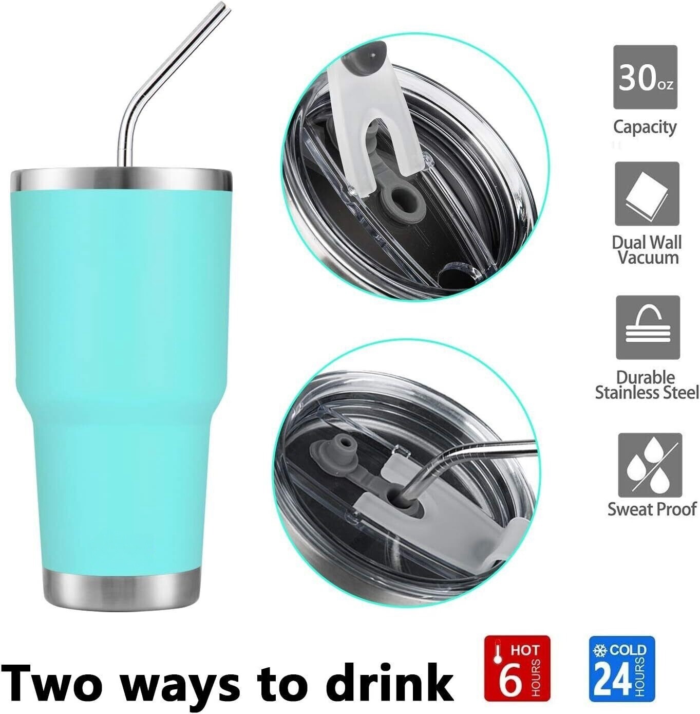 30OZ Tumbler, Set of 2 Stainless Steel Vacuum Insulated Coffee Travel Mug Gift