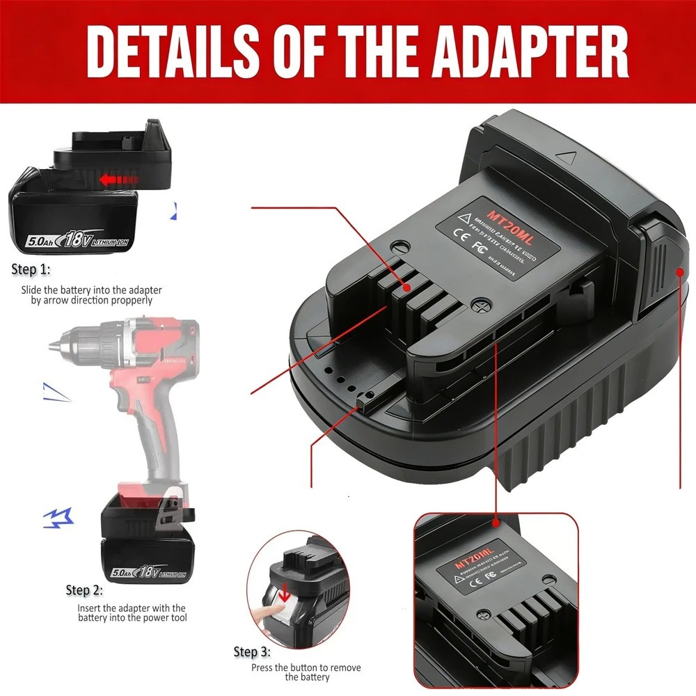MT20ML Adapter For Makita 18V Battery Convert to For Milwaukee 18V Power Tool