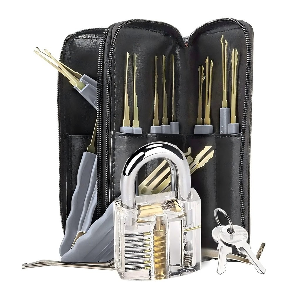 24in1Set Stainless Steel Multifunctional Key Kit with Transparent Padock