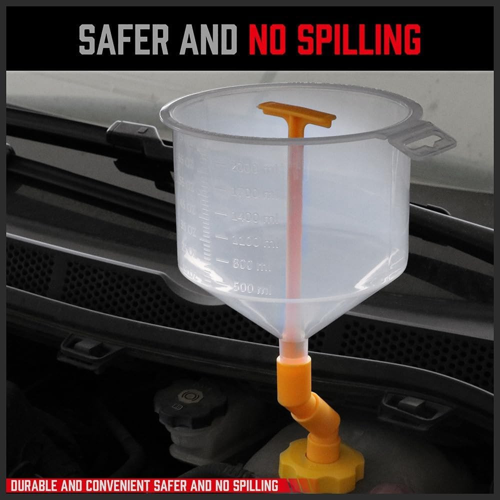 Ultimate No Spill Coolant Funnel Kit – 19-Piece Spill-Free Radiator Funnel Set,