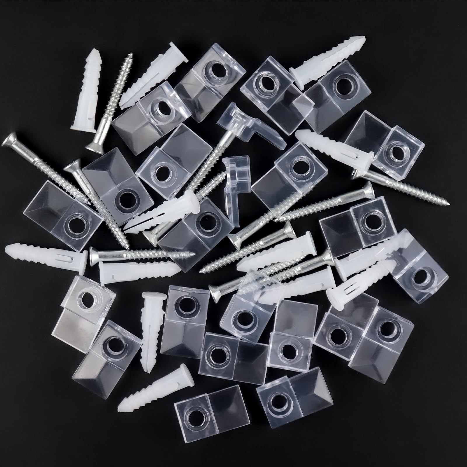 32PCS Clear Mirror Holder Clips Frameless Wall Mount Hardware with Screws