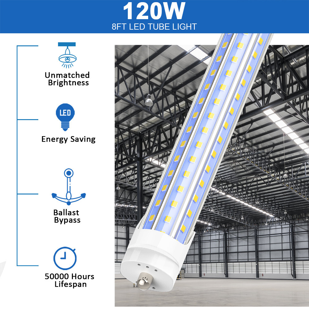 120W T8 8FT LED Shop Light Bulb FA8 Single Pin 8 Foot LED Tube Light Bulb 72W