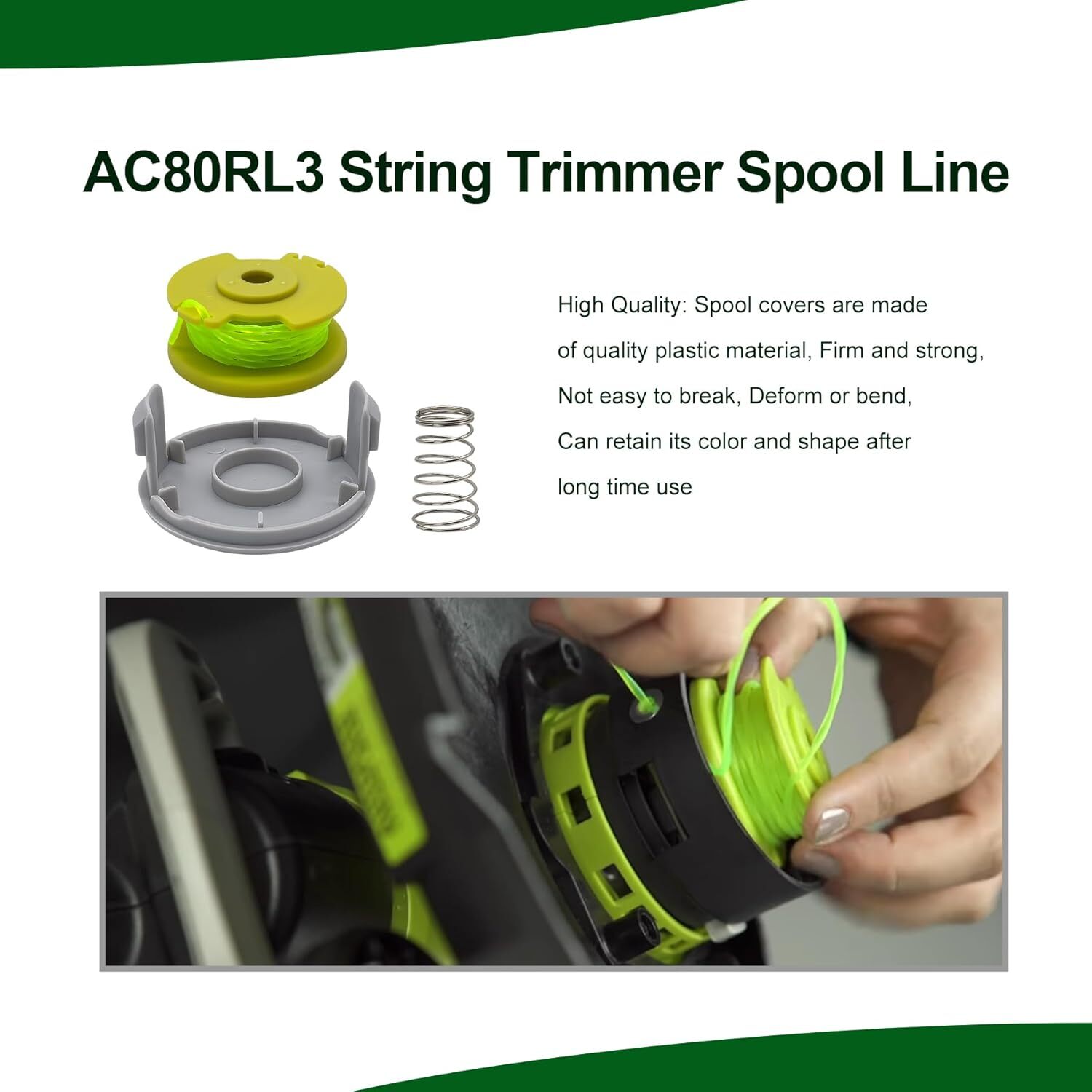 6Pack For Ryobi Twisted Trimmer Line Spool For Ryobi AC80RL3 0.08″ 18V 24V 40V