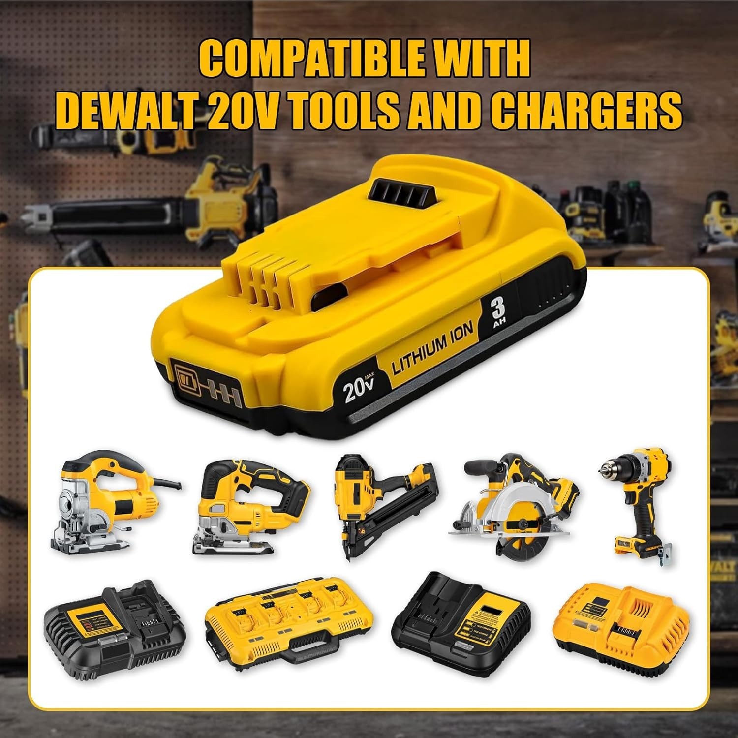 2PACK Dewalt DCB203 20V Max Battery 3.0Ah Lithium Ion Li-Ion 20 Volt /Charger