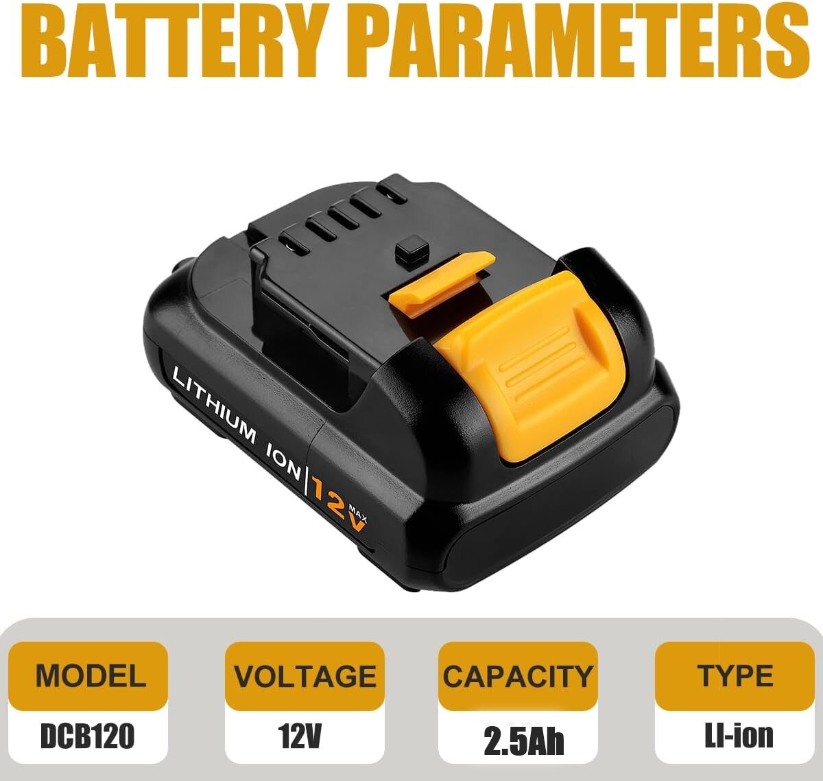 2 NEW Pack For DEWALT DCB120 12V 12 Volt MAX Lithium-Ion Battery DCB127-2 DCB122