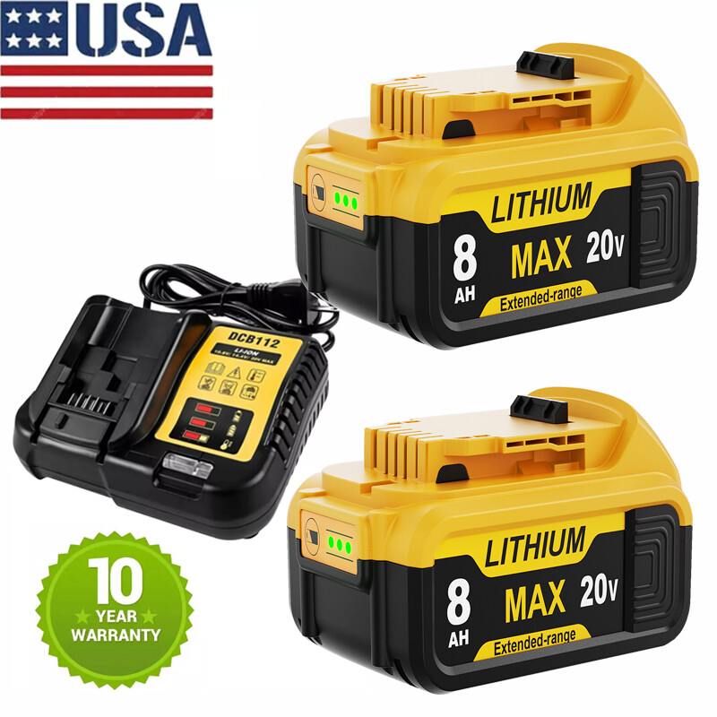 NEW PACK For DeWalt 20V 20 Volt Max 8.0AH Lithium Ion Battery DCB206-2 DCB200-2