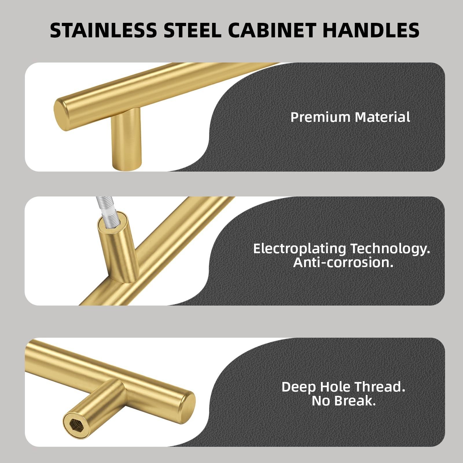 25 Pack 6-1/4 Inch Brushed Gold Cabinet Handles Gold Drawer Pulls Kitchen Cab…