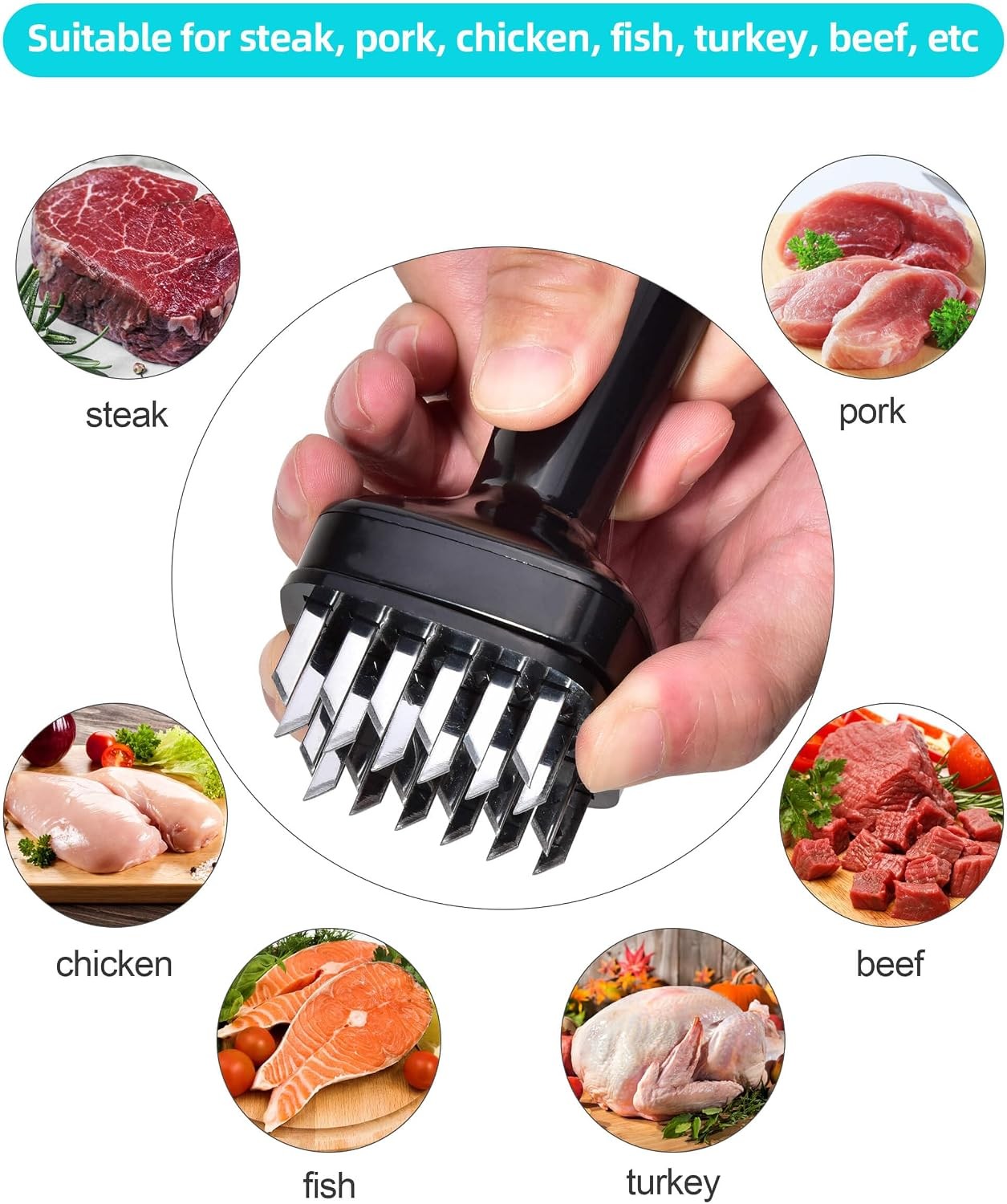 Meat Tenderizer Needle Meat Hammer Mallet Tool Pounder For Tenderizing and