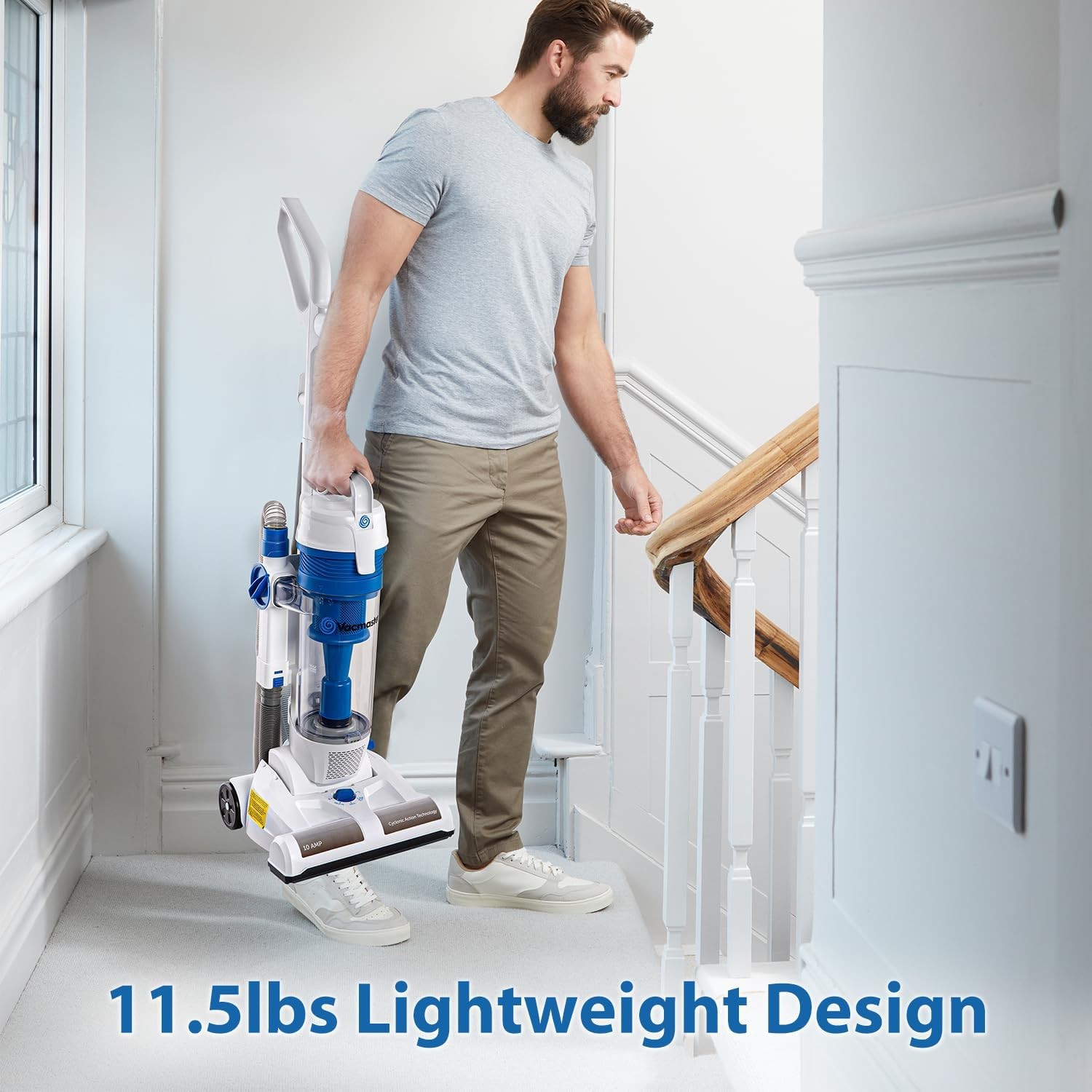 Vacmaster UC0101 Bagless Upright Vacuum Cleaner – 20ft Cord, 13” Path for Carpet