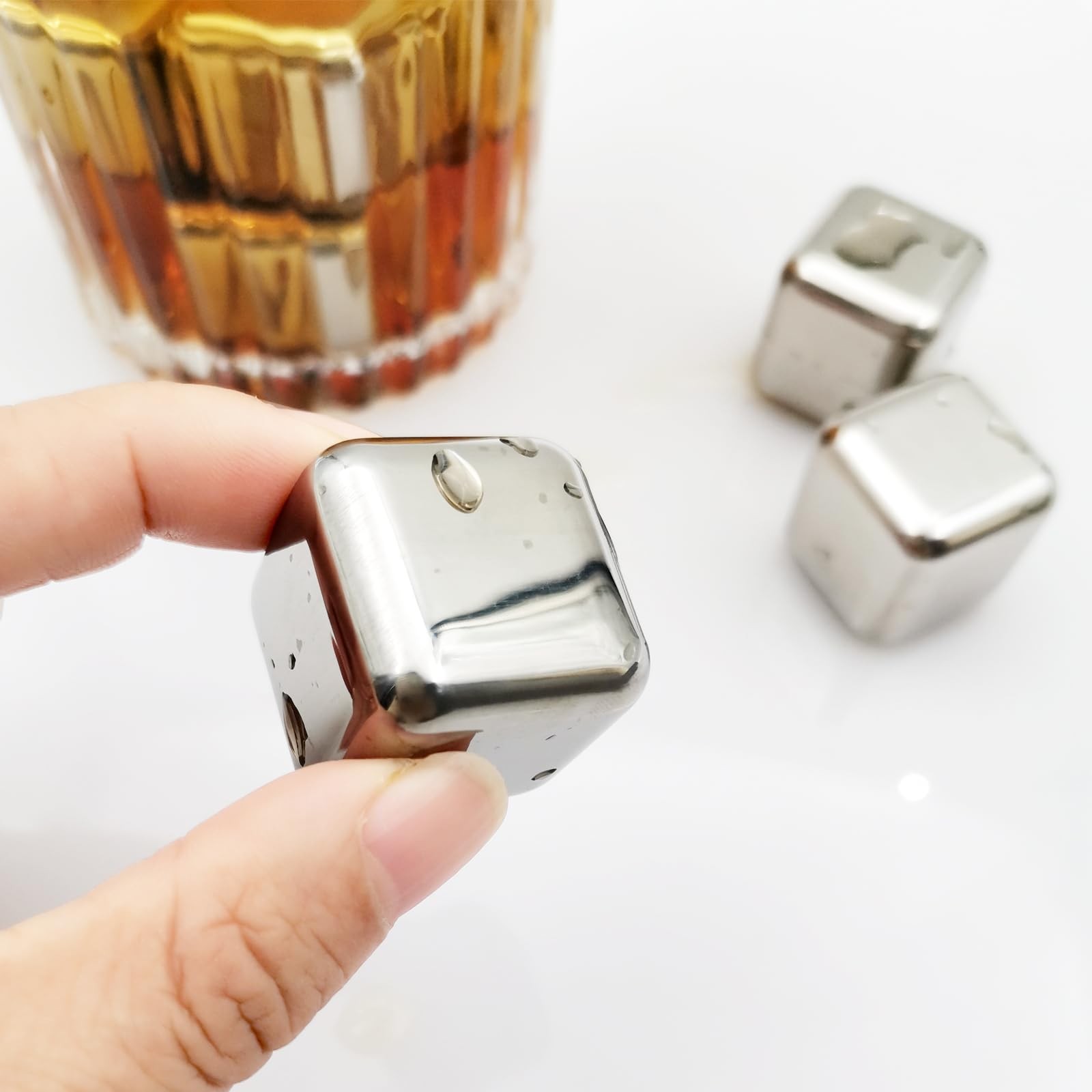 Zalaxt 8 pcs Stainless Steel Ice Cubes for Drinks, Reusable 1.02, 8 PCS