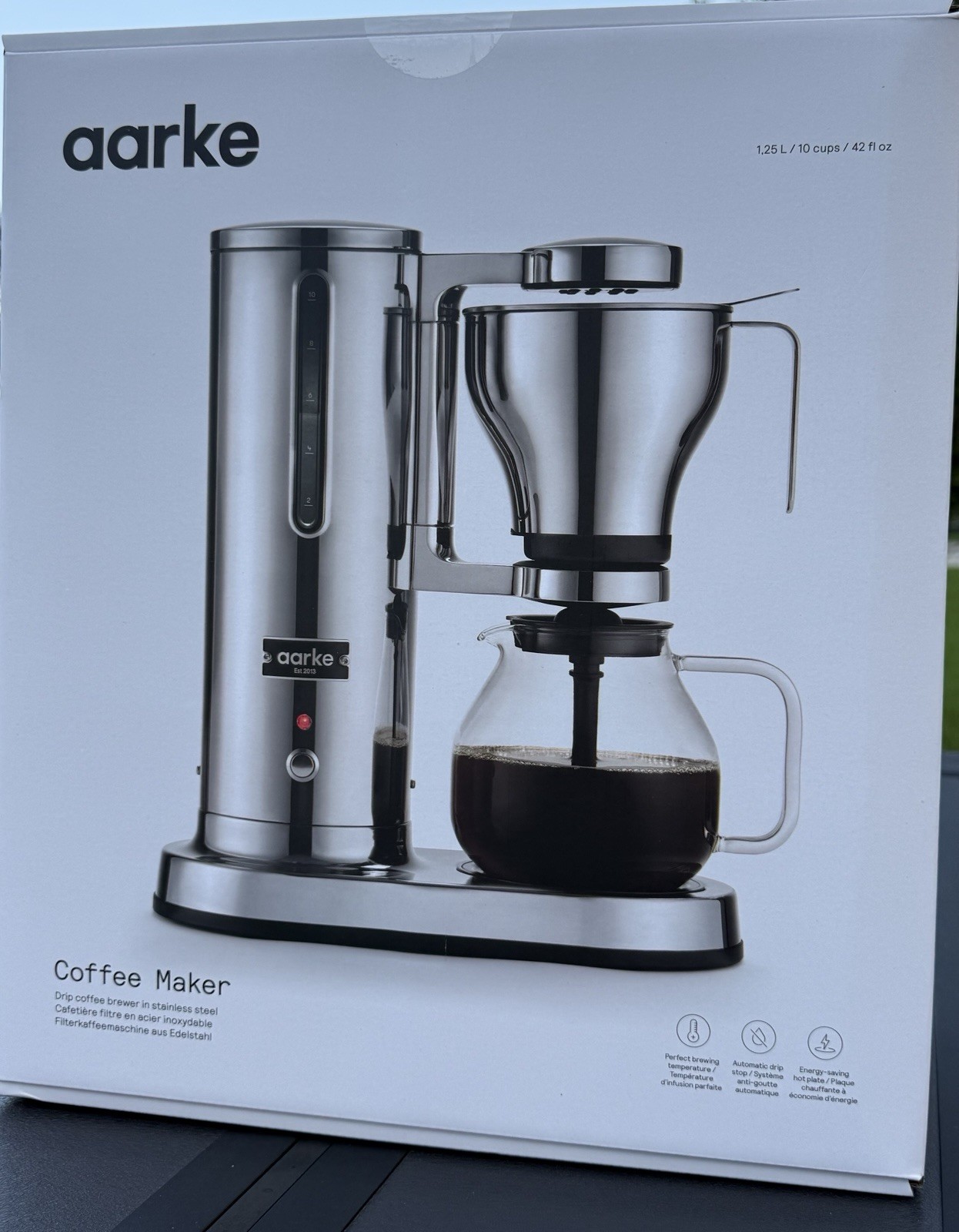 Aarke Stainless Steel Chrome Coffee Maker Electric Drip Coffee Brewer A1306(NEW)