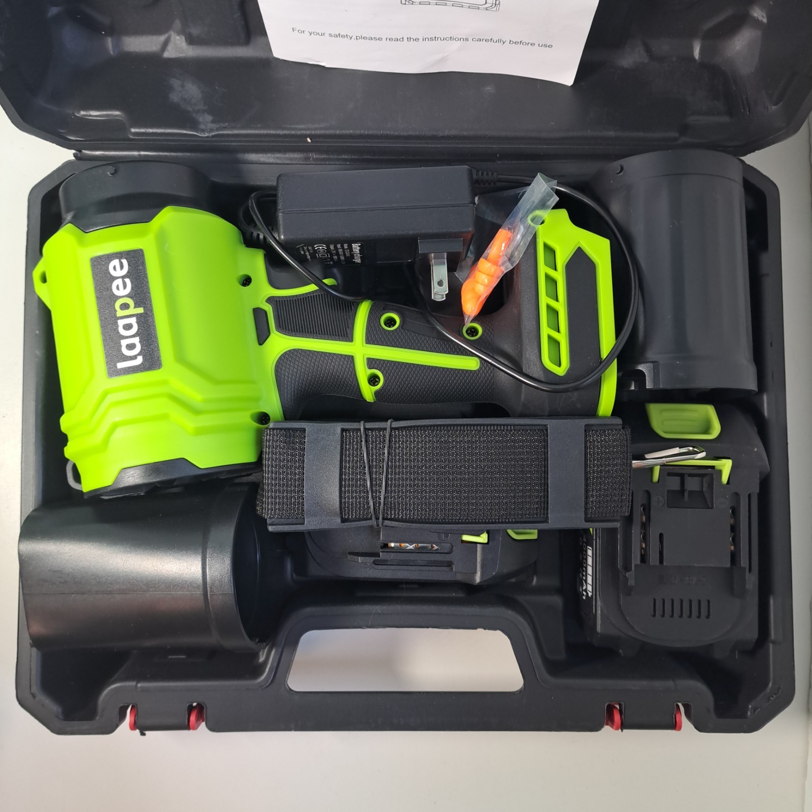 Laapee 21V Handheld Leaf Blower w/ 2x 4.0Ah Batteries + Charger BF828 (Green)
