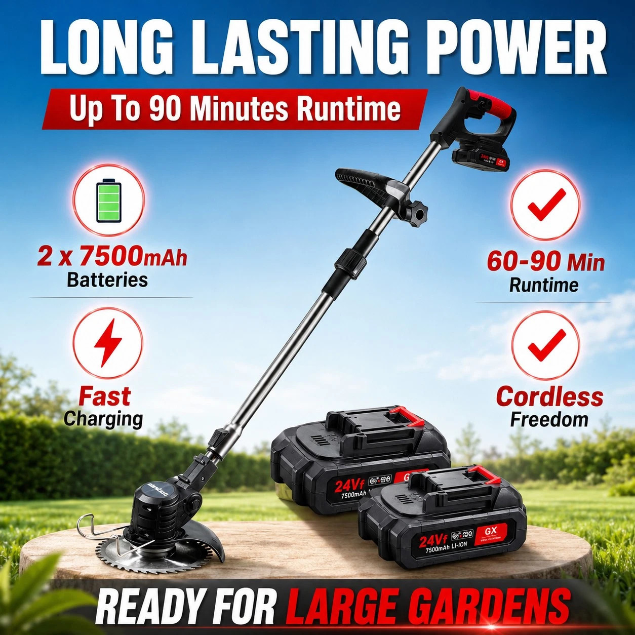Electric Cordless Grass String Trimmer Lawn Edger Weed Wacker Cutter 2 Batteries