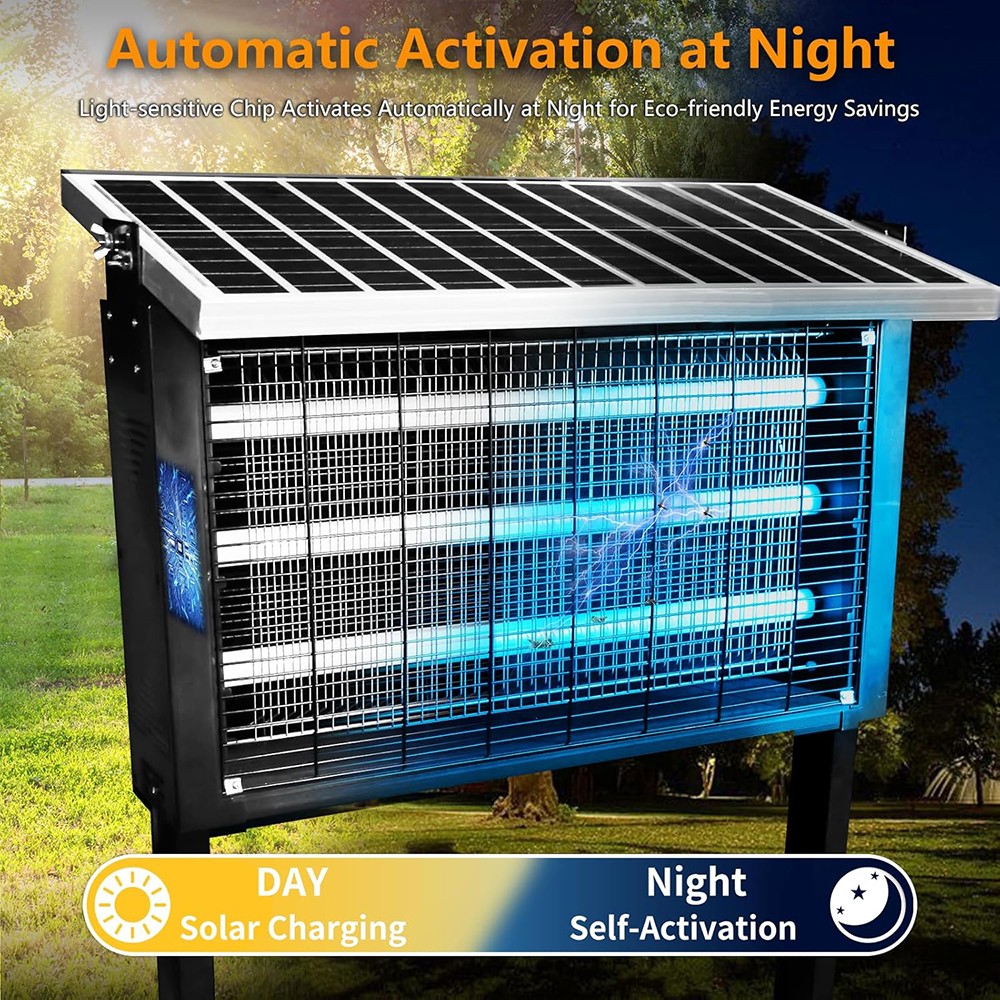 Solar Bug Zapper Outdoor Mosquito Zapper 4500V Waterproof Rechargeable Fly Trap