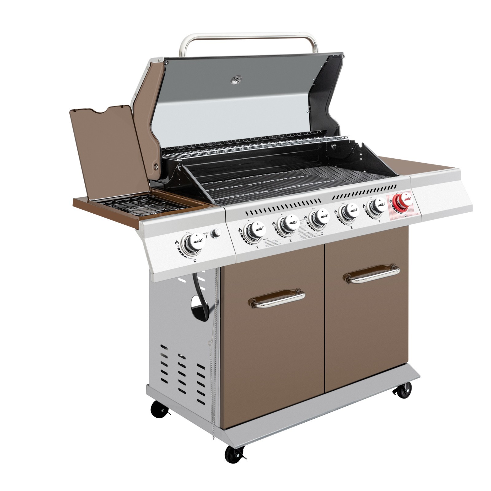 Royal Gourmet GA6402C 6-Burner BBQ Liquid Propane Gas Grill ,74,000 BTU, Coffee