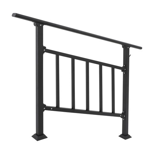 4 Steps Handrails 53x37in Stair Railing Carbon Steel Handrails W/ Safe Fences