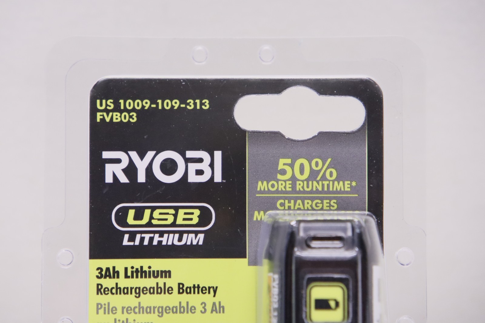 Ryobi FNB01 USB Lithium 3.0 Ah Lithium-ion Rechargeable Battery 2 Pack Brand New