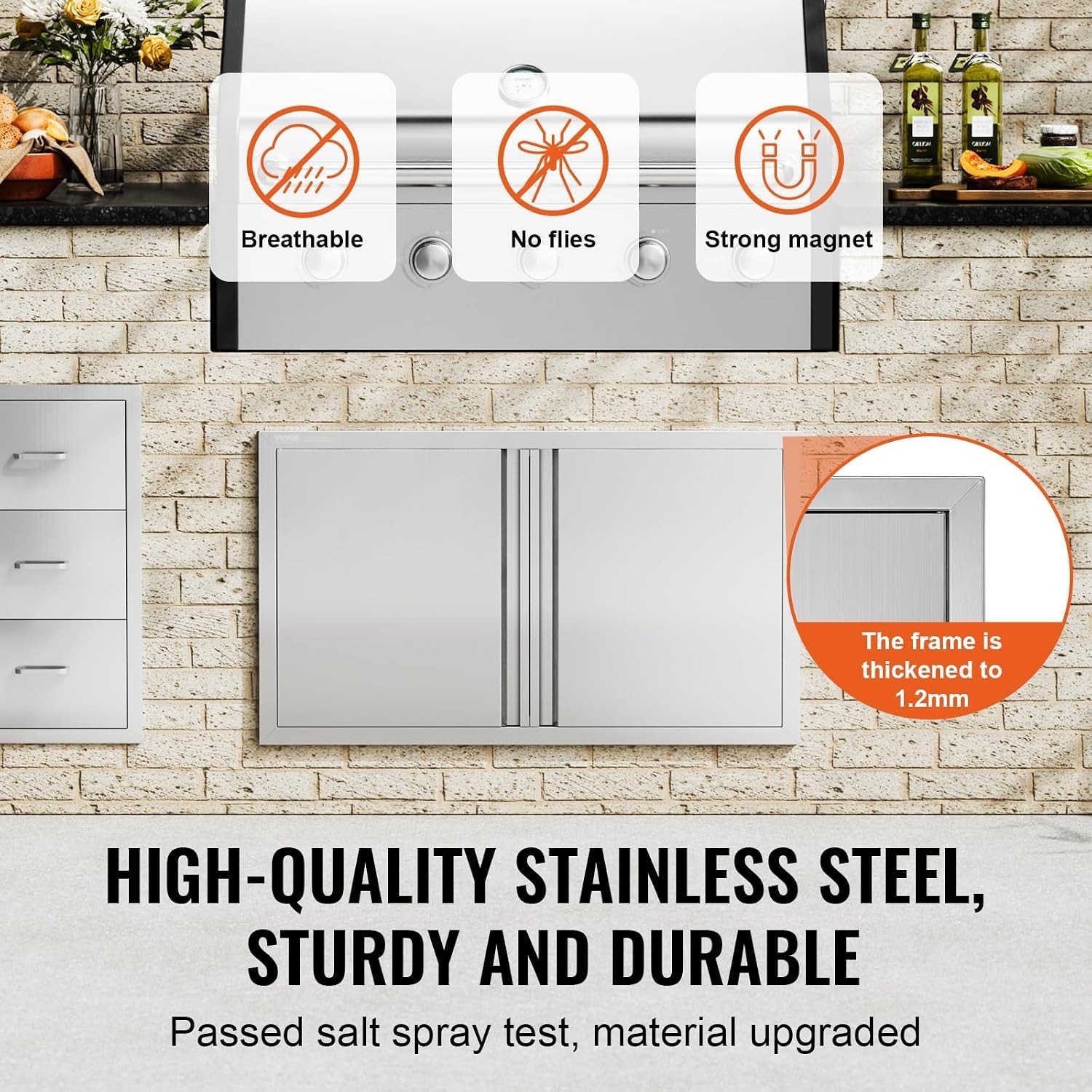 Versatile 36W x 21H Stainless Steel Door for BBQ Islands & Grilling Stations