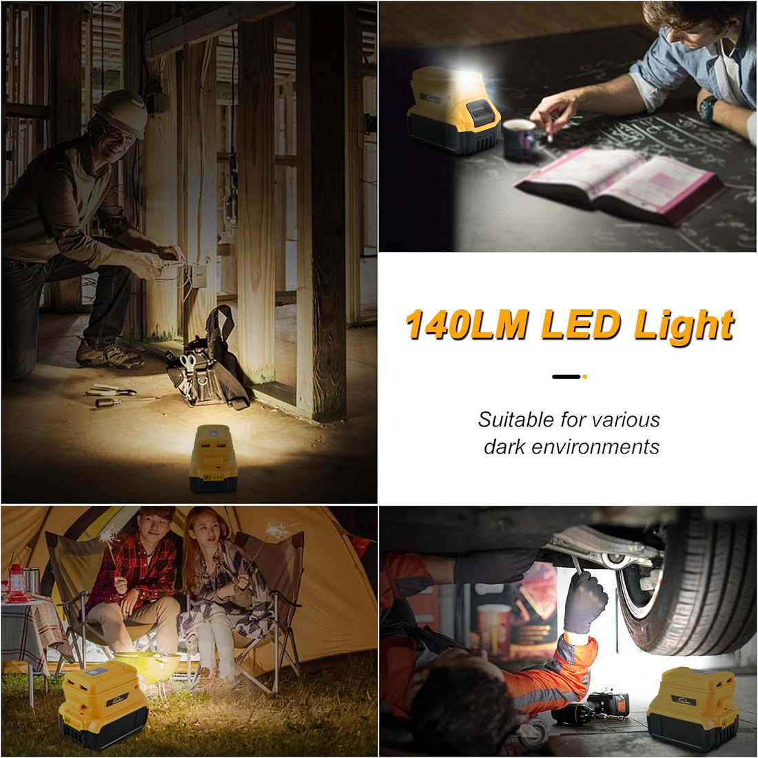 Battery Adapter for Dewalt Battery USB Phone Charger Led Work Light 20V