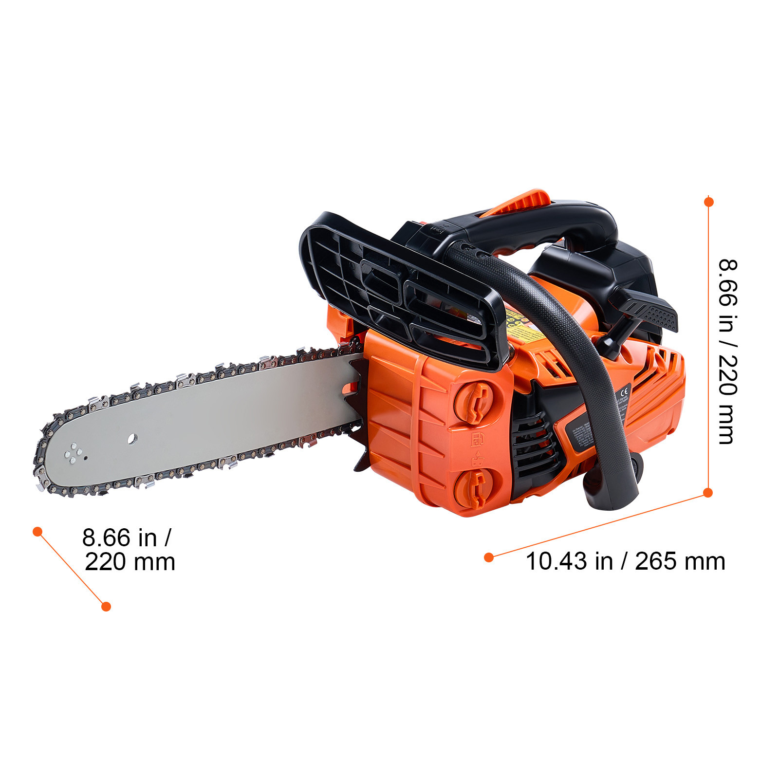 VEVOR 25.4CC 12″ Gasoline Chainsaw Powered Wood Cutting Engine Gas Chain Saw