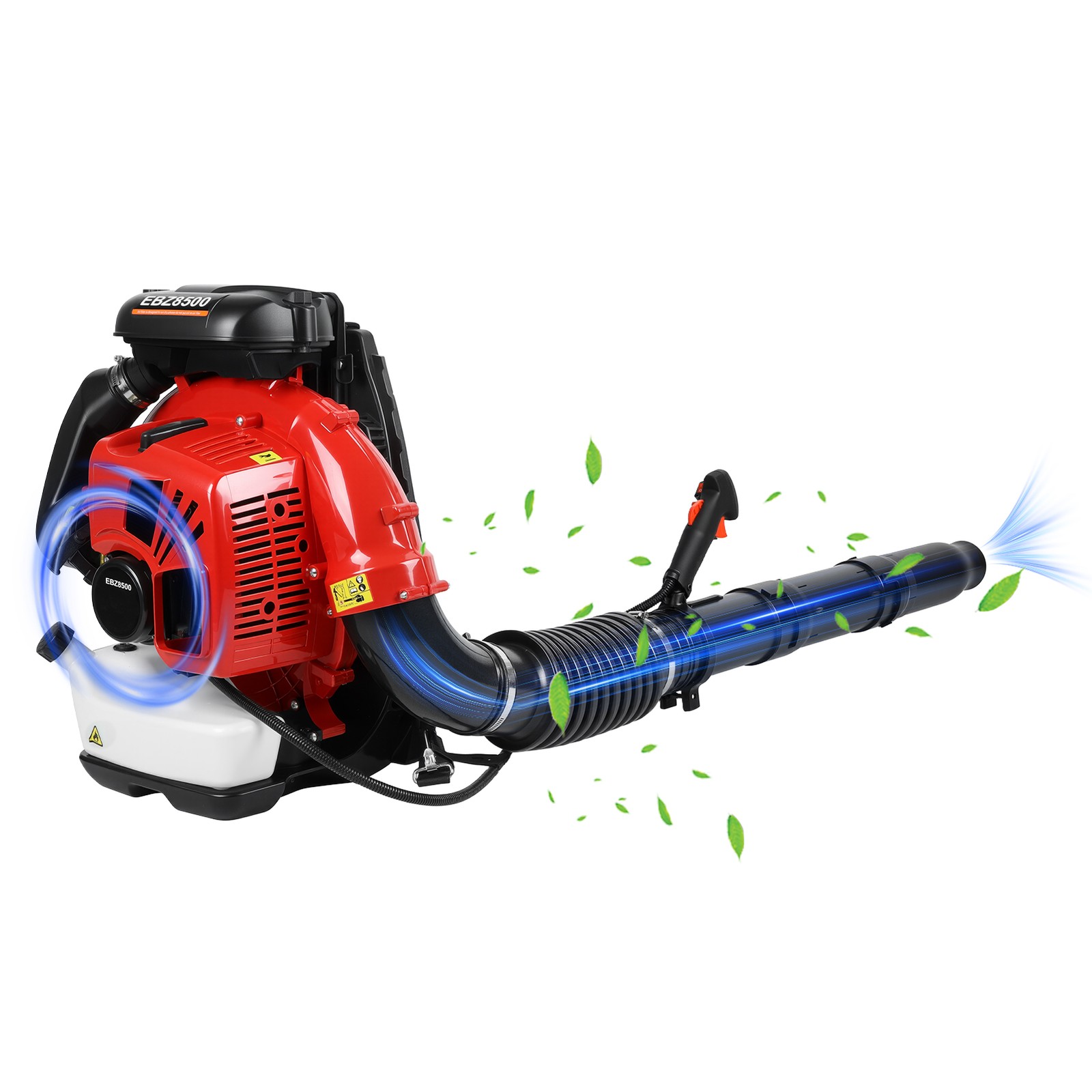 Backpack Gas Leaf Blower, 75.6cc 2 Stroke Engine, 850CFM, 200MPH 2.3L Fuel Tank