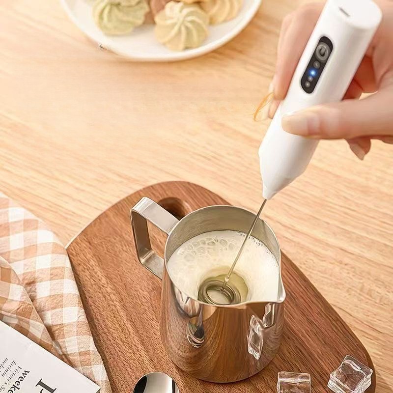 USB Rechargeable Electric Milk Frother Handheld Coffee Foam Maker Whisk Mixer