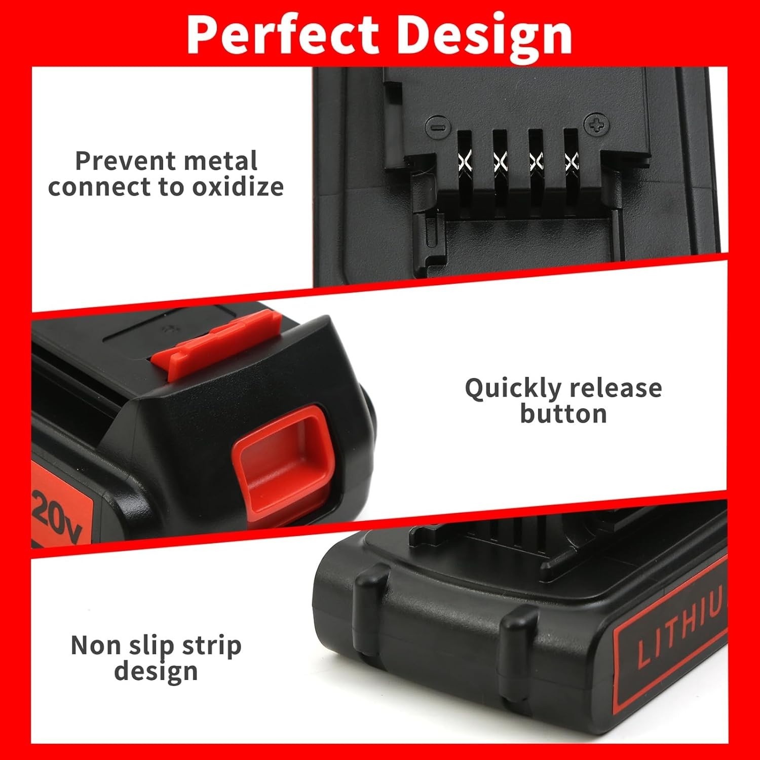 2Pack 20V Lithium-ion 1.5Ah Battery for BLACK DECKER 20 Volt LBXR20 LBX20 LB20