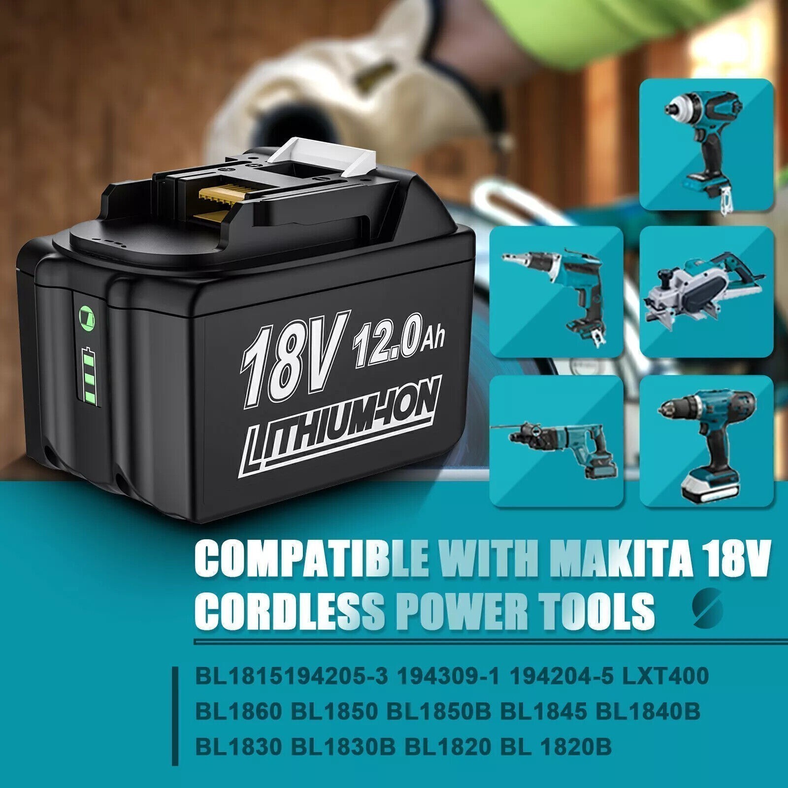 2PACK 18V For Makita 12.0Ah Lithium-Ion LXT BL1830 BL1850 BL1860 Battery tool