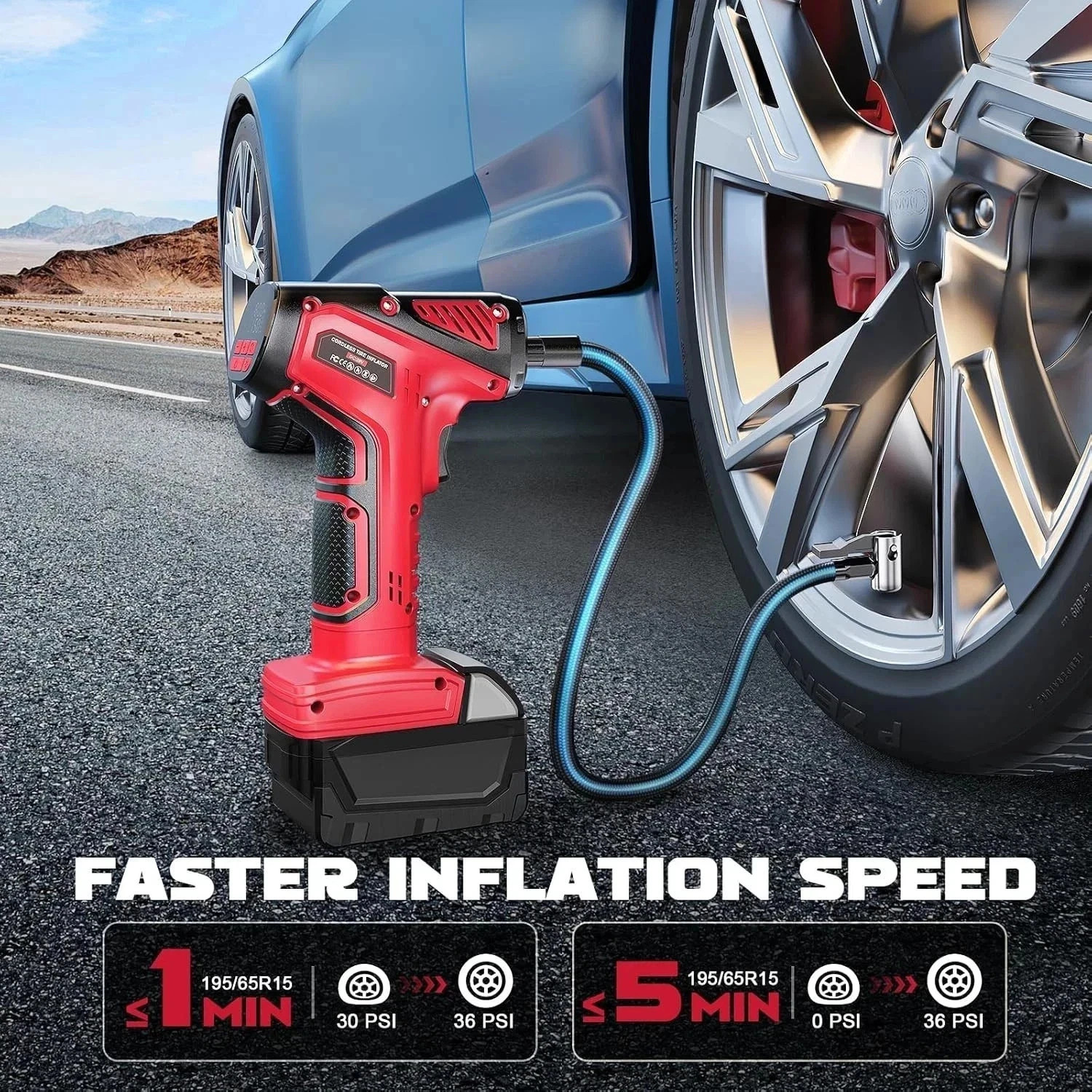Cordless Tire Inflator Air Compressor for Milwaukee 18V Battery 150PSI Tool Only