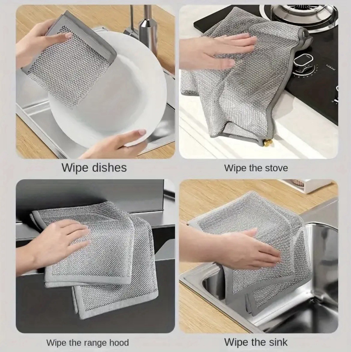 Mesh Wire Multi-Purpose Wash-Cloth Kitchen Deep Clean Towel Steel Pot Dish Rag