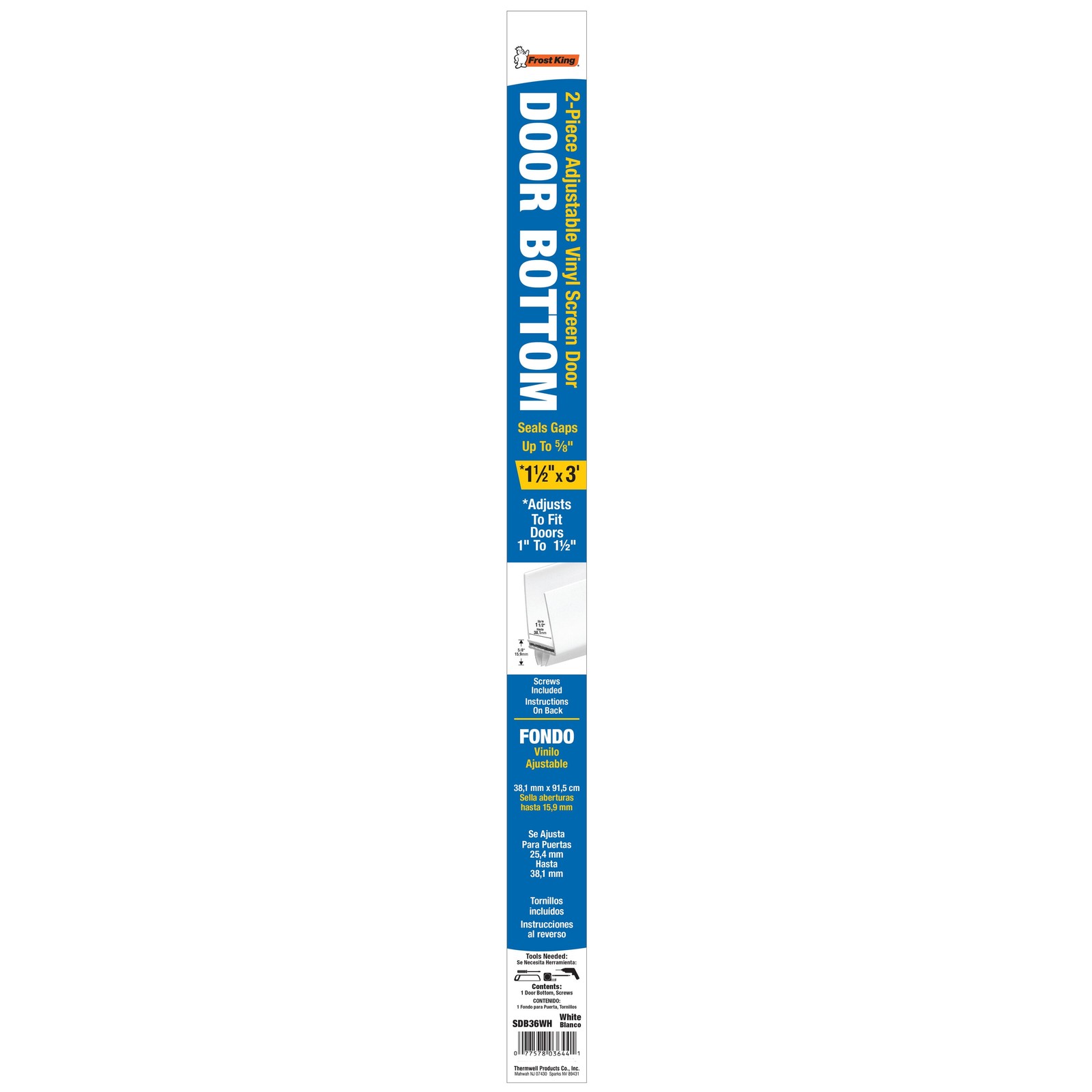 1 in. x 1-1/2 in. x 36 in. White Adjustable Storm Door Bottom
