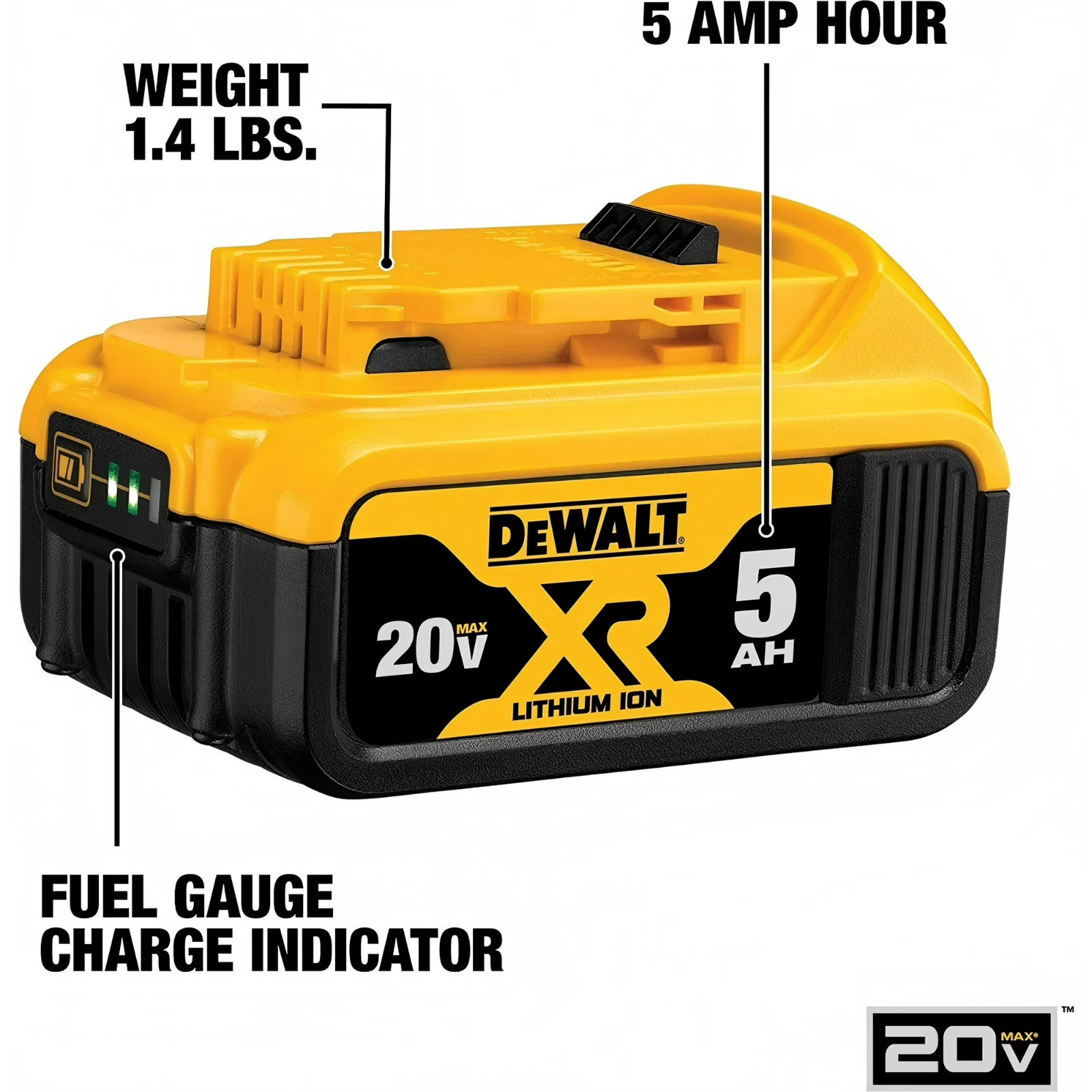 DEWALT DCB205-2 20V MAX Premium Lithium-Ion 5.0Ah Battery Pk 2 Pack 2026 Date