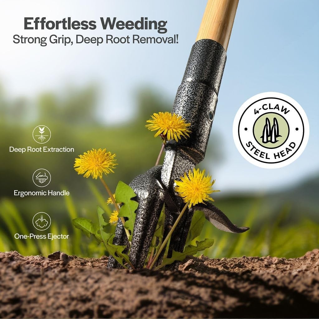 Long Handle Weed Puller with Steel Claws – Ideal for the Elderly Gardener