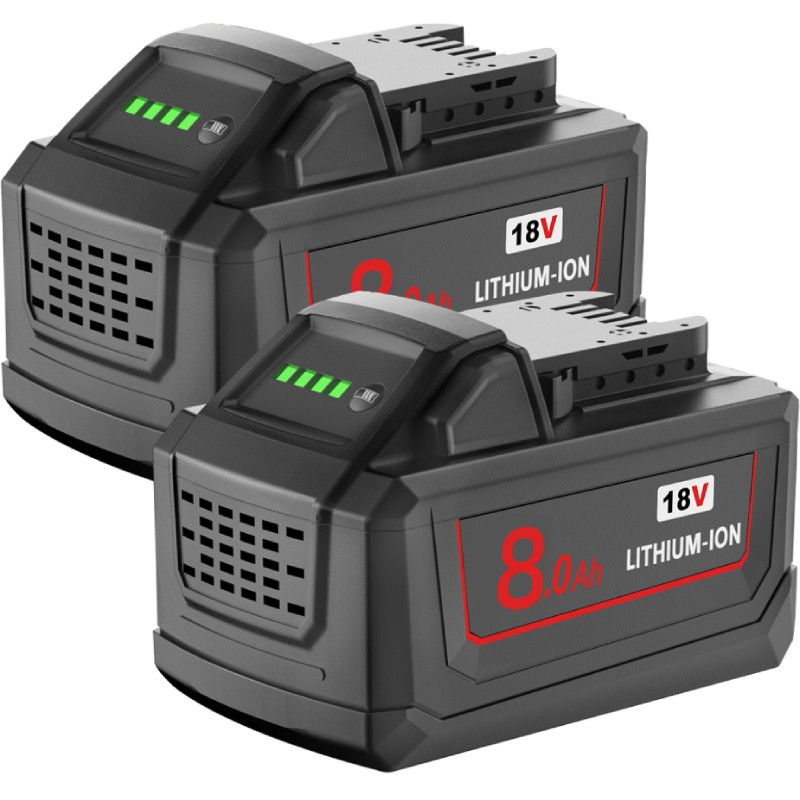 2X LCD/LED 8.0AH Battery18V For Milwaukee for M18 Extended Lithium 48-11-1880