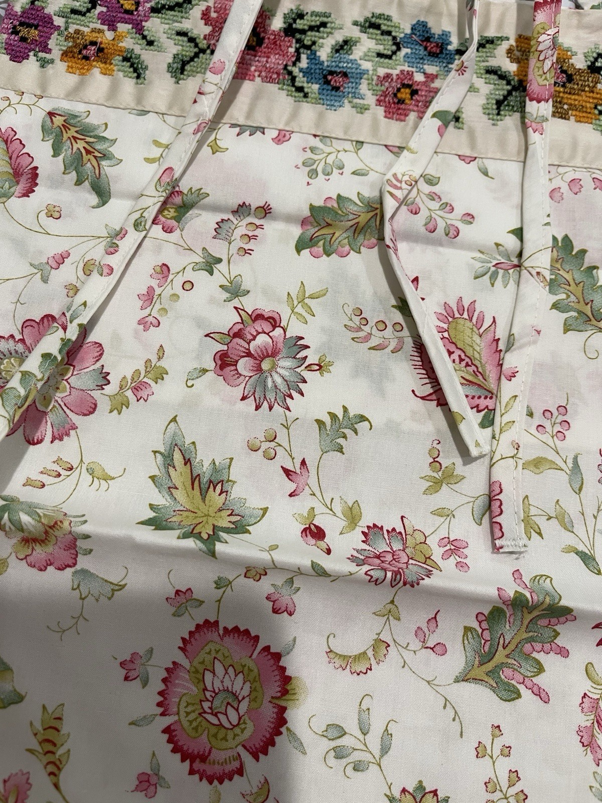 KENZO France NWT (1pc) Boudoir Sham 100% Percale Print Ties Embroidery ONE SHAM
