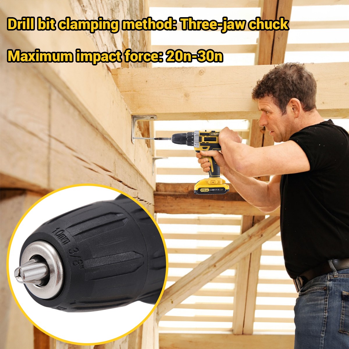 20V Electric Drill 3/8″ Power Cordless Screwdriver 22PCS Drill Set With Battery