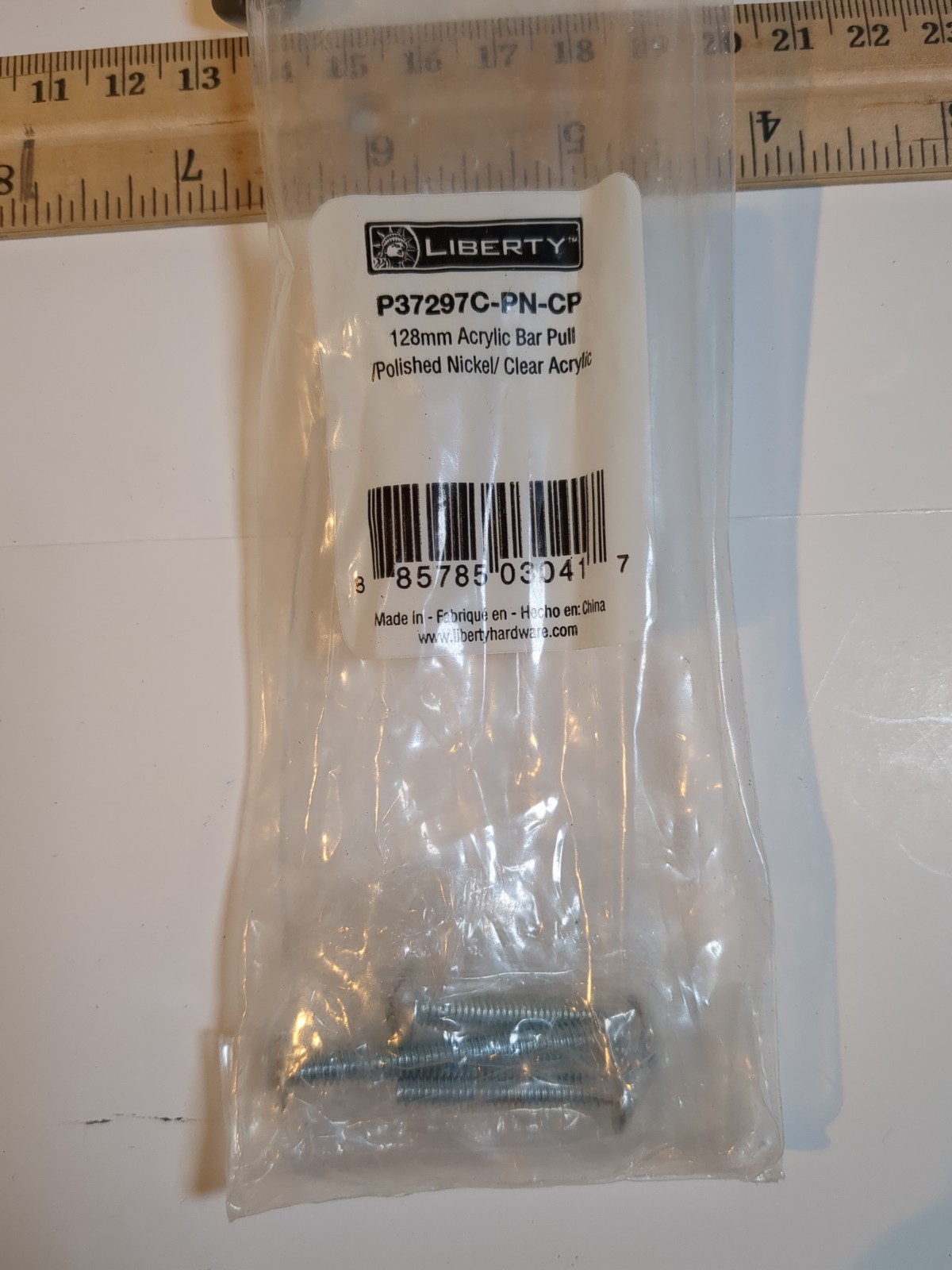 Liberty 128mm Acrylic Polished Nickel & Clear Cabinet Drawer Pull