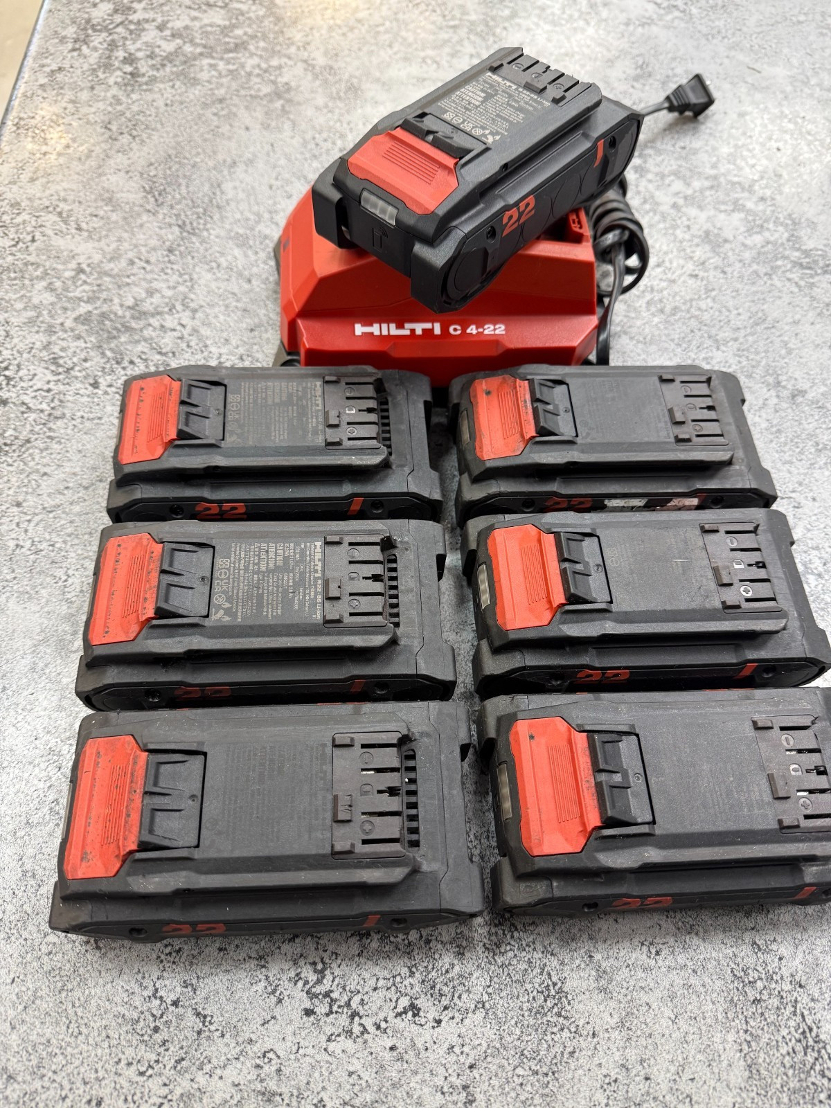 7 Hilti B22-85 21.6V Li-ion Nuron Batteries with Hilti c 4-22 charger !!-