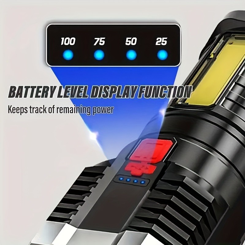 Super Bright LED Torch Flashlight+USB Rechargeable Tactical Camping Outdoor Lamp