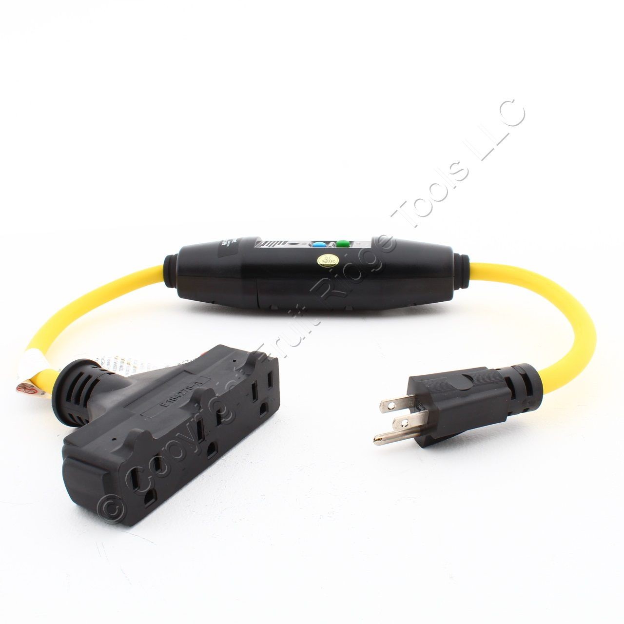 Eaton In-Line 2ft Portable 12/3 Gfci Cordset 3R 15A 3-Tap Auto Reset Gfi11A139