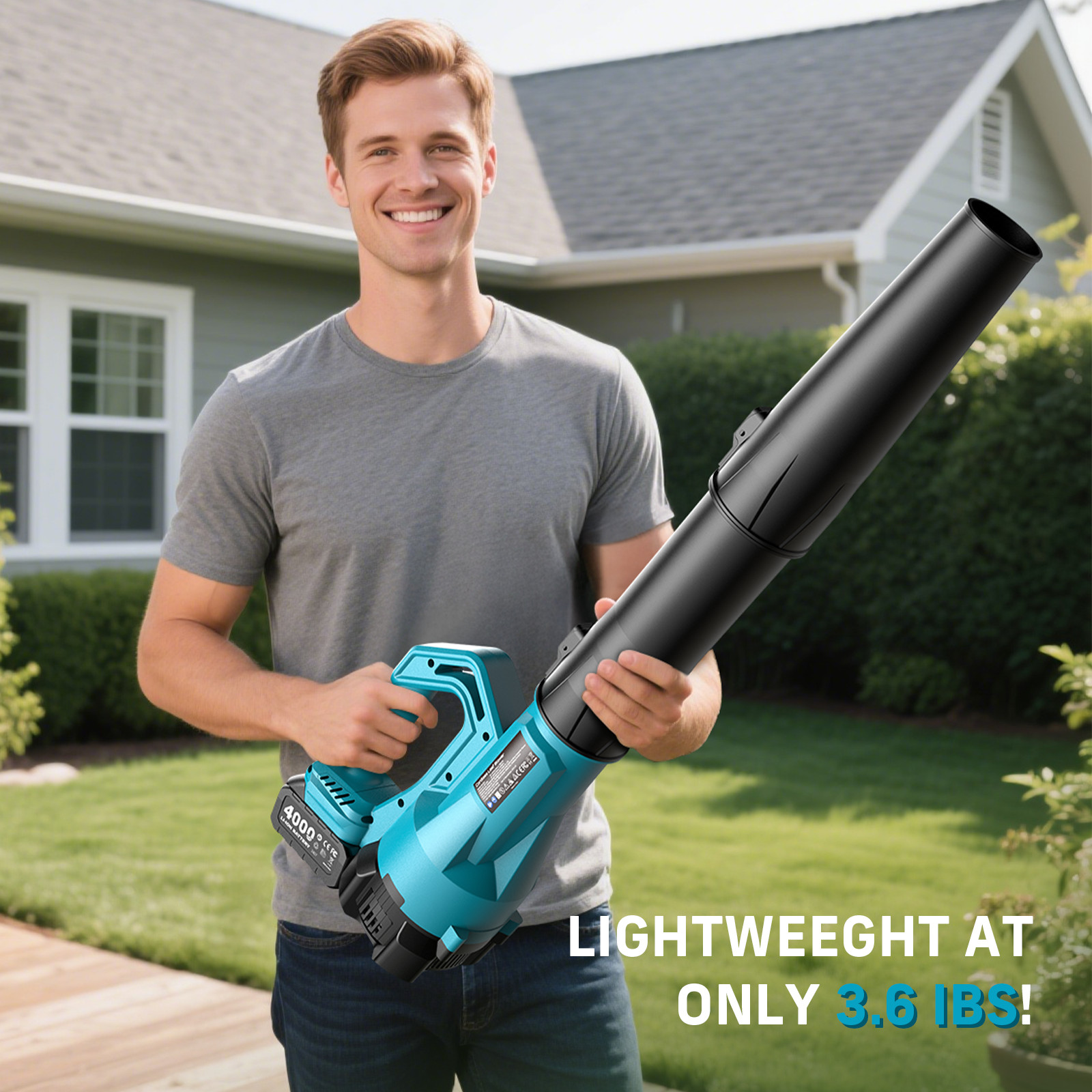 Seesii 21V Cordless Battery Powered Leaf Blower 400MPH 780CFM 2x 4000mAh Battery
